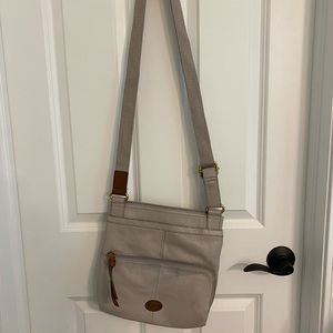 Gray leather Fossil crossbody bag